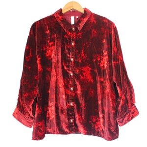 Anthropologie Pilcro Orsay Crushed Velvet Button-Down Top